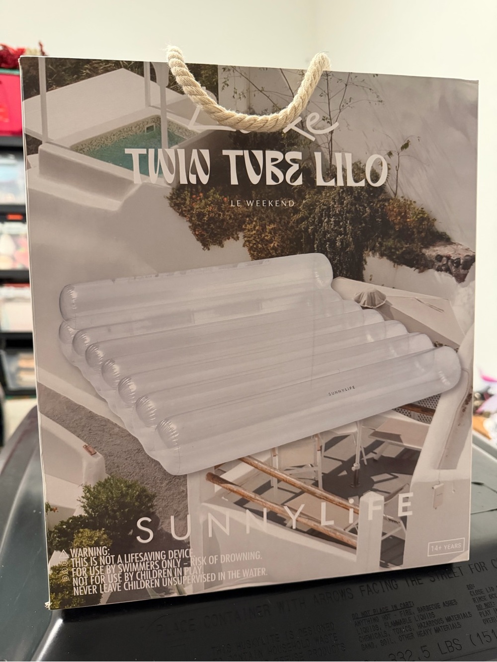 SUNNYLiFE Luxe Twin Tube Lilo Le Weekend Clear Float Fits 2 Adults Raft Pool Toy